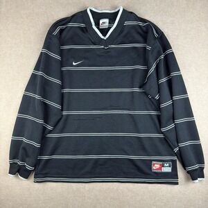 Vintage Nike Team USA Shirt Men M Black White Stripe Long Sleeve V-Neck‎
